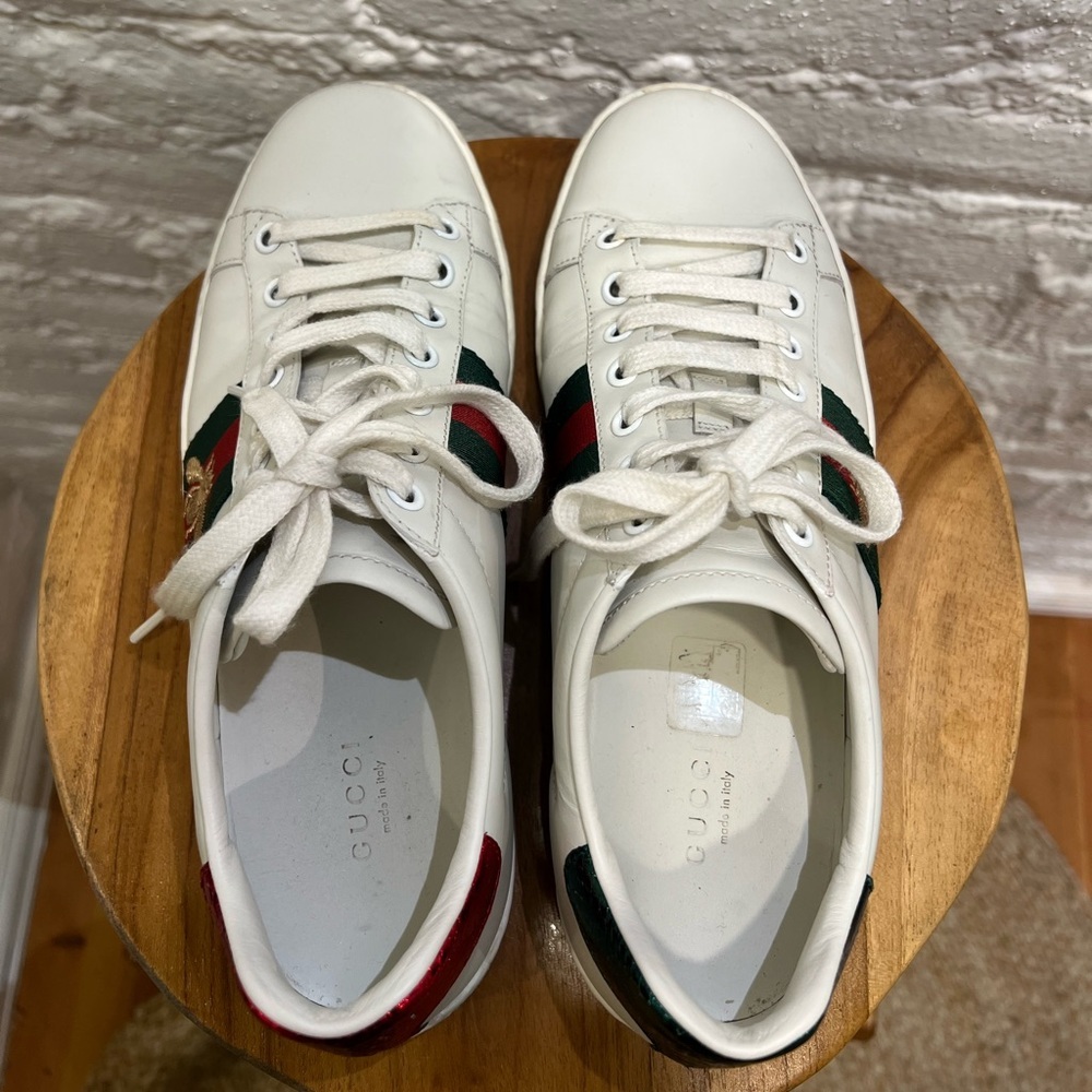 Gucci Ace White Leather Sneakers with Bee - Picture 5 of 9